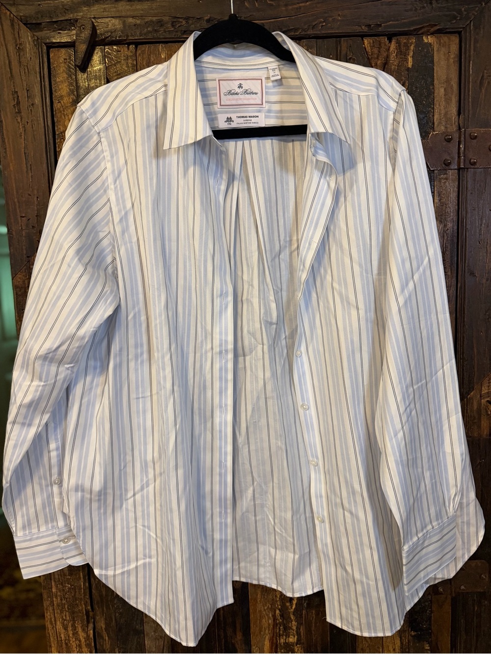 Brooks Brothers Women’s 16 Luxury Collection Thomas Mason Blue Stripe Cotton